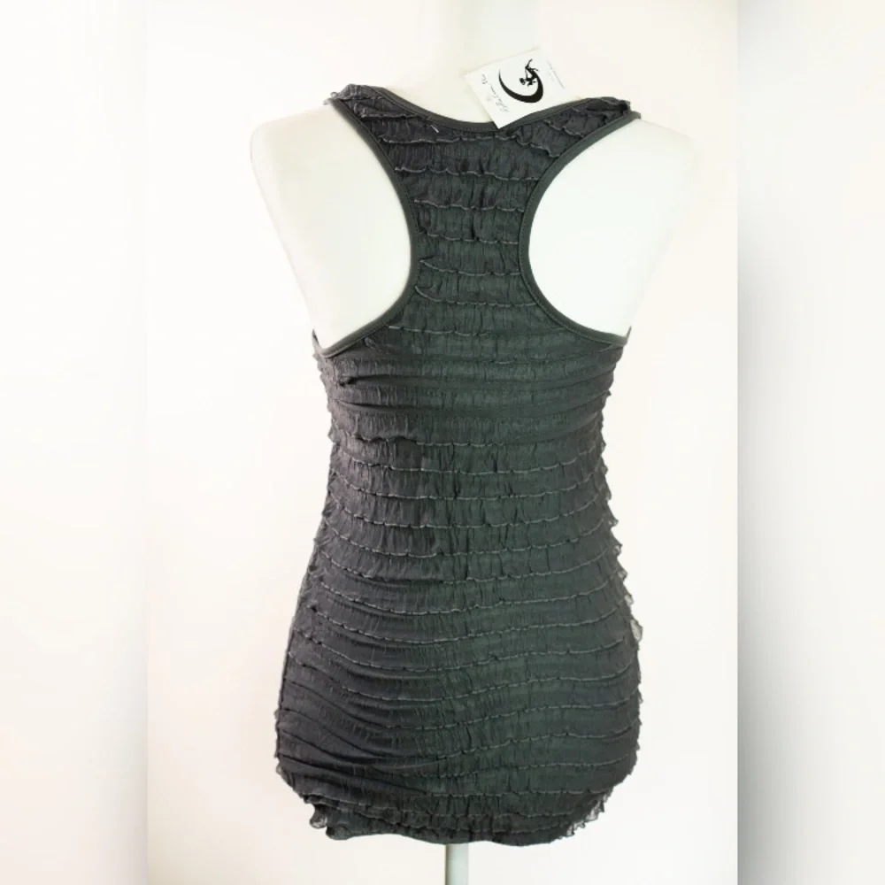 Grey Ruffled Razor Back Tank - Picture 3 of 5